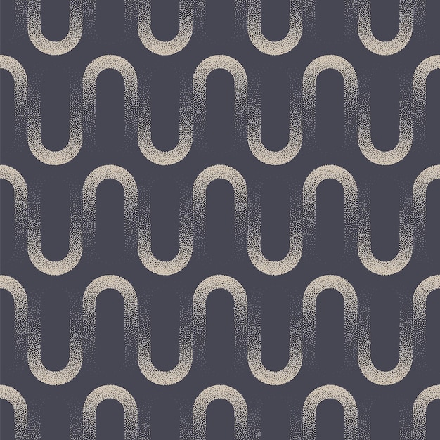 Elegant Wavy Lines Stippled Seamless Pattern Vector Fancy Abstract Background
