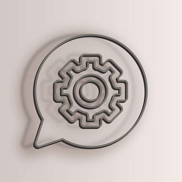 elegant wire effect speech bubble gear icon with antique white background