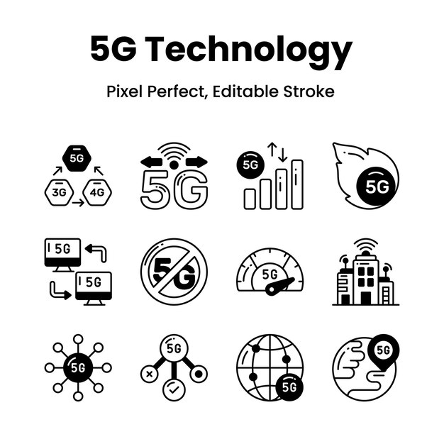 Elevate your design game with our 5G network icons Infuse your projects with a futuristic touch