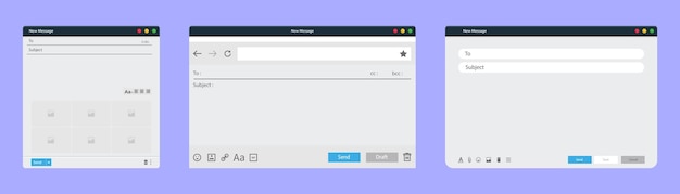 email browser window frame collection set of email interface frame