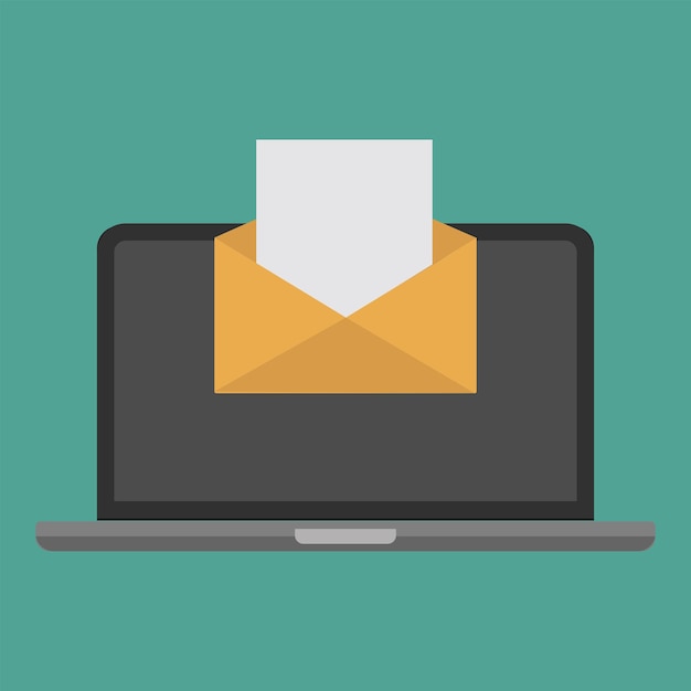 email notification concept new email on the laptop screen vector illustration in flat style