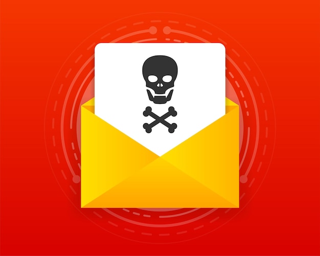 email virus message alert on document scanning of problems vector illustration