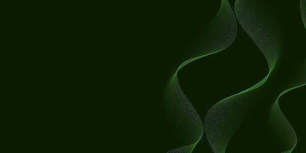Emerald Green Particle Wave Design with Flowing Lines and Textured Details