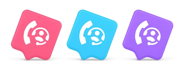 Emergency call helpline assistance button customer support service 3d realistic icon