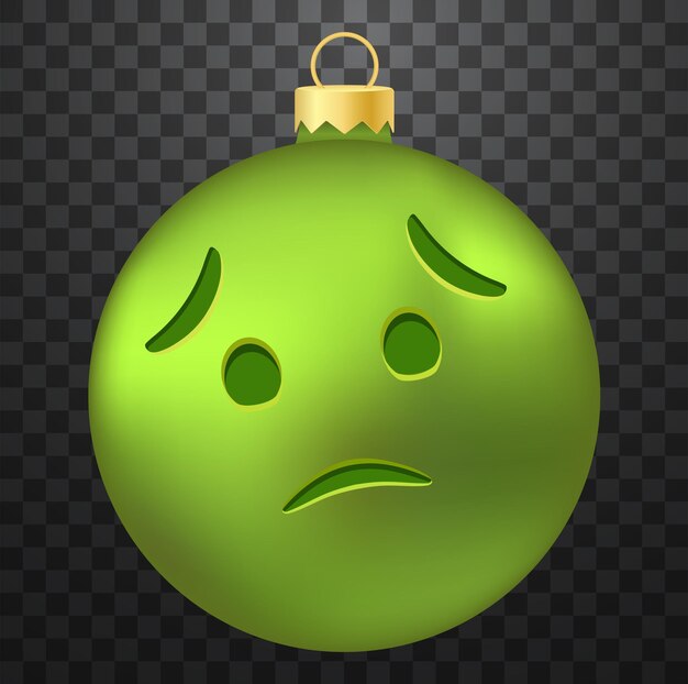 Emoji Christmas tree ball or toy with nauseated face