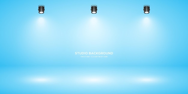 empty pastel blue studio abstract background with spotlight effect product showcase backdrop stage