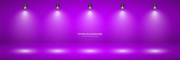 Empty violet studio abstract background with spotlight effect product showcase backdrop stage