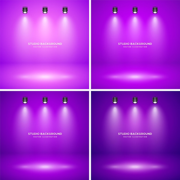 Empty violet studio abstract backgrounds with spotlight effect product showcase backdrop stage