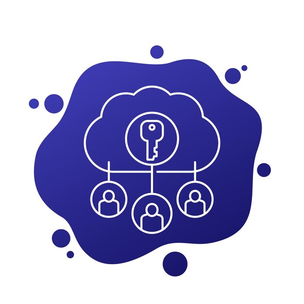 encryption of personal data line icon with a cloud