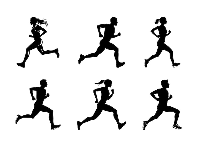 Energetic Running Silhouette Vector Pack Perfect for Fitness Projects