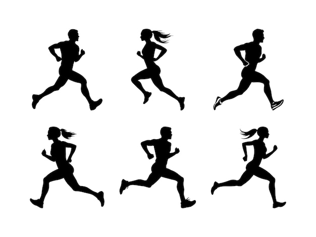 Energetic Running Silhouette Vector Pack Perfect for Fitness Projects