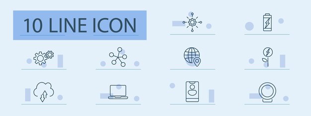 energy and connectivity set icon gears energy network global positioning ecoenergy cloud storage laptop remote access power mobile device lens