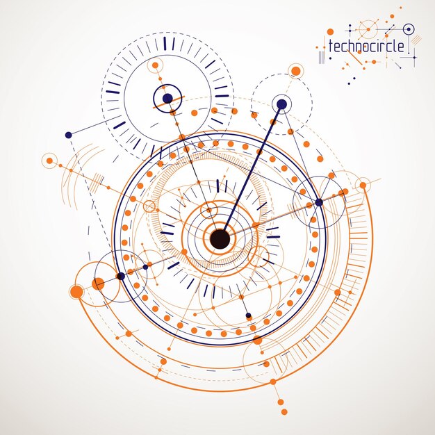 Engineering technology vector wallpaper made with circles and lines. Technical drawing abstract background.