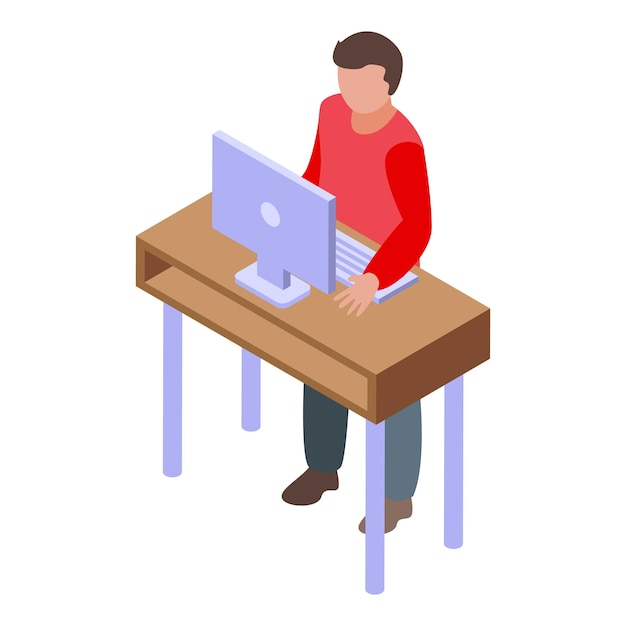 Ergonomic workplace icon Isometric of Ergonomic workplace vector icon for web design isolated on white background