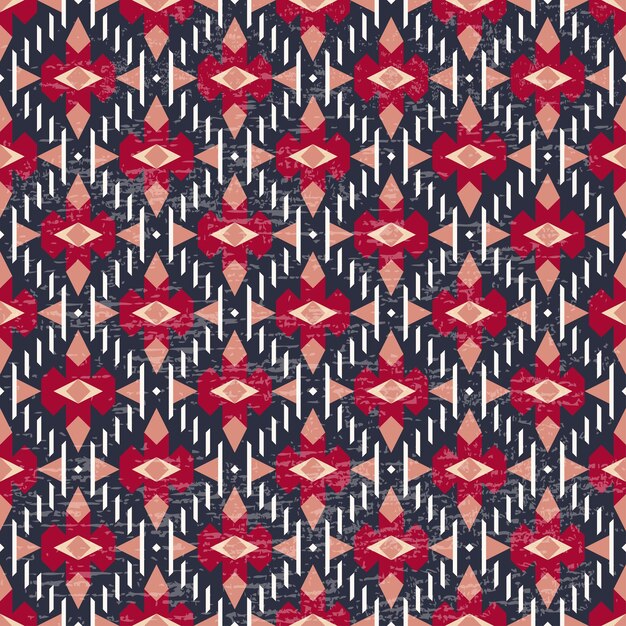 ethnic geometric seamless pattern folk art style aztec fabric design carpet red vector
