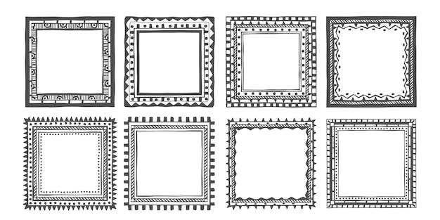 ethnic hand drawn geometric frames