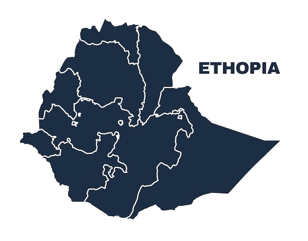 Ethopia map flat border outline vector