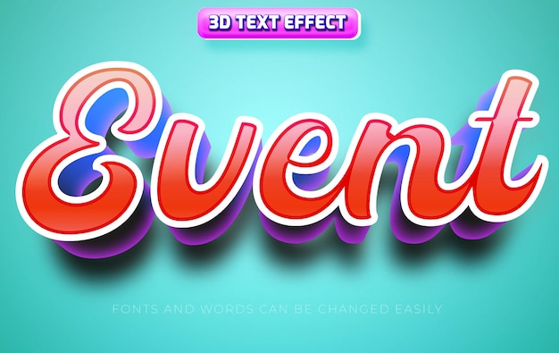 Event headliner red 3d editable text effect style