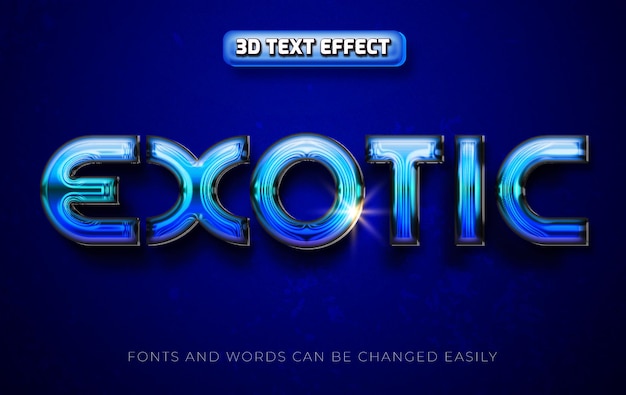 exotic glossy blue 3d editable text effect style