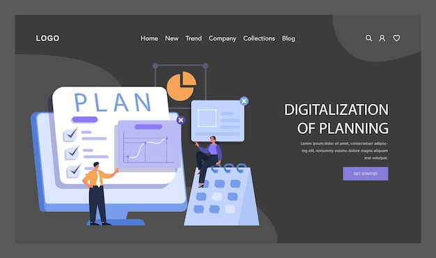 expertise in digital planning illustrated with professionals amid digital screens a dynamic pie