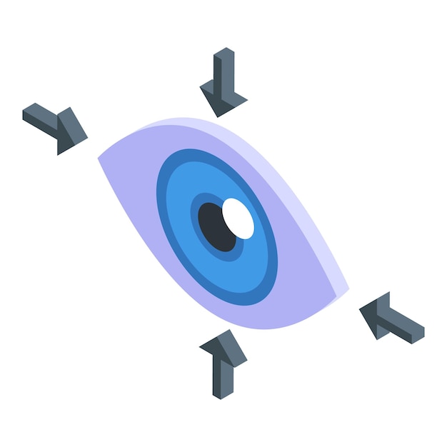 Eye concentration icon isometric vector Focus brain Zen goal