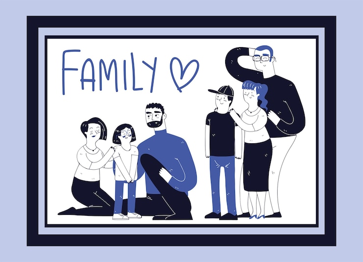 Vektor family portrait line art