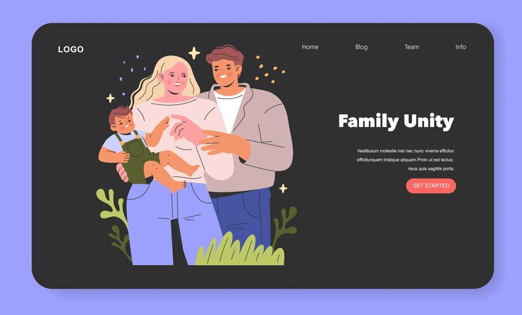 Vektor family unity concept a heartwarming scene of a joyful family with a toddler in a serene setting