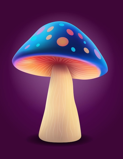 Fantasy magic multicolored mushrooms narcotic and intoxicating shine luminous vector illustration