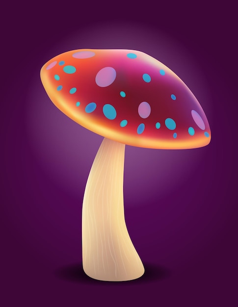Fantasy magic multicolored mushrooms narcotic and intoxicating shine luminous vector illustration