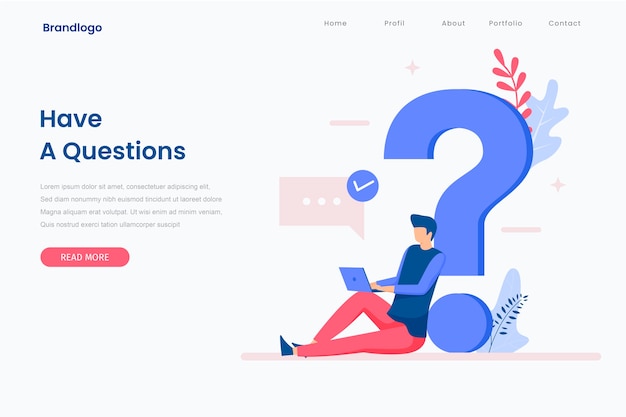 FAQ illustration landing page concept.