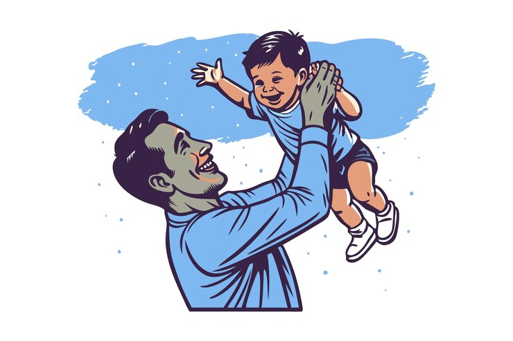 Vektor father lifting his child with love and care symbolizing fatherhood joy and family moments