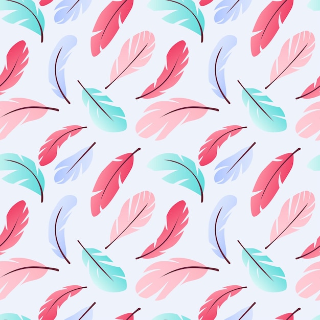 Feather seamless pattern on pastel pink background. Backdrop for wallpaper, print, textile, fabric
