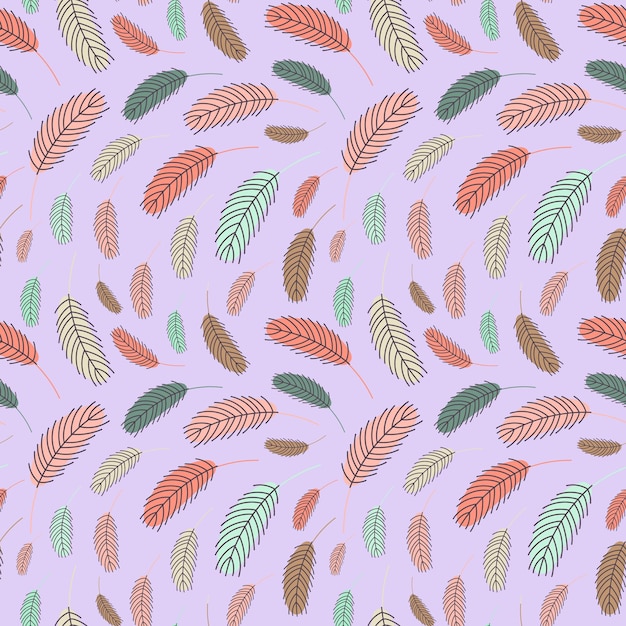 Feathers seamless patternVector flat illustration