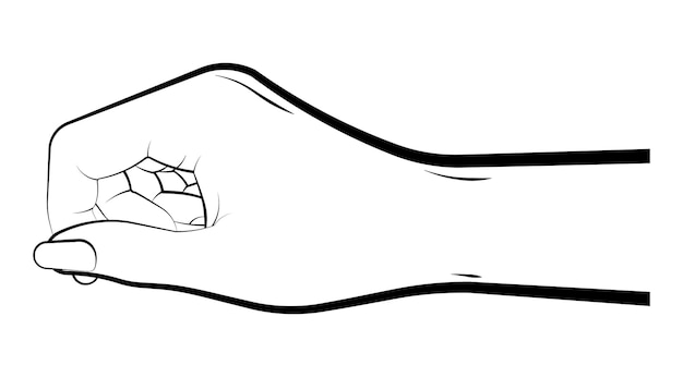 female hand gently takes a small object with his fingers vector on a white background