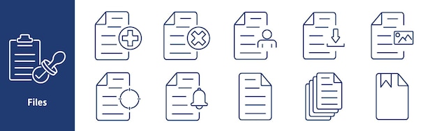 Files set icon Stamped clipboard medical document rejected document personal download image target document alert file stack bookmarked paper