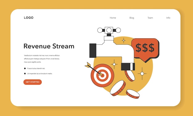 Financial targets concept tap dispensing coins and a bullseye with financial goals representing