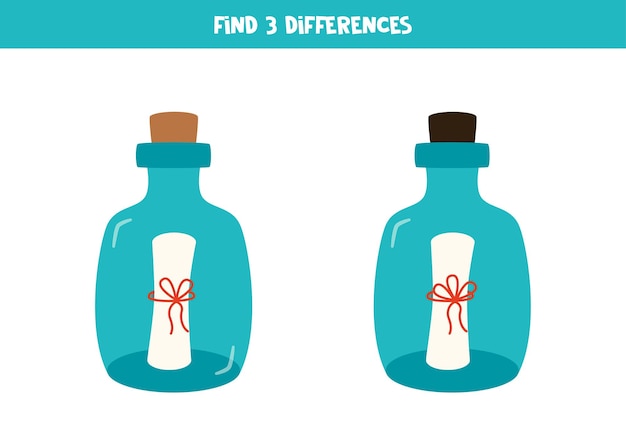 find 3 differences between two bottles with note