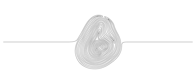 Fingerprint in one continuous line drawing Abstract password and security finger print id concept in simple linear style Human unique pattern in editable stroke Doodle vector illustration