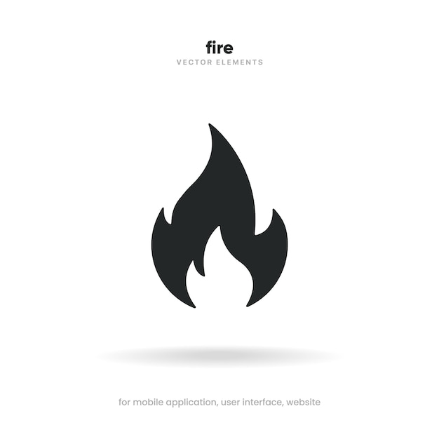 Fire flames icons collection Red flame in abstract style on white background for UI UX website