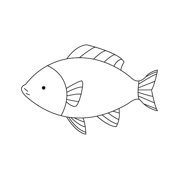 Fish Continuous one line art outline vector illustration and tattoo design