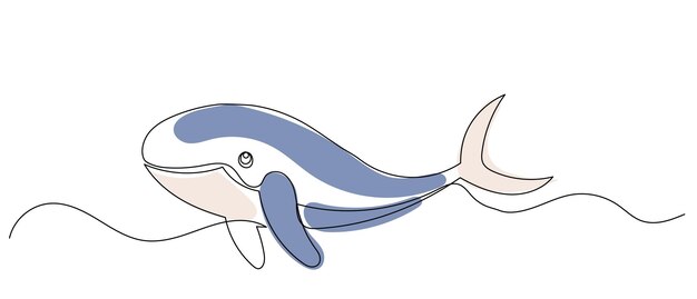 fish sketch drawing by one continuous line on abstract background