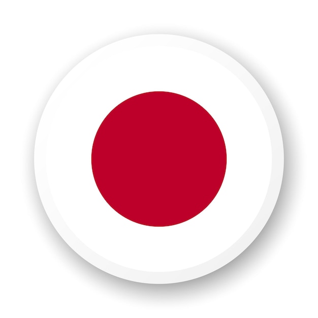 flag of japan flat icon round vector element with shadow underneath