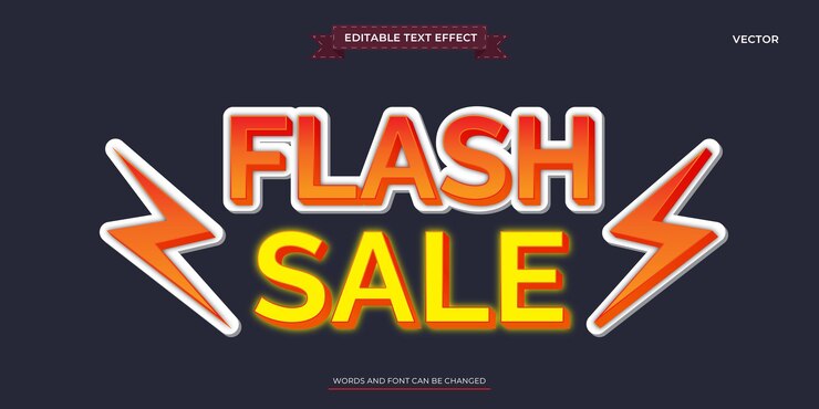 Vektor flash sale text effect editable typography graphic style word art