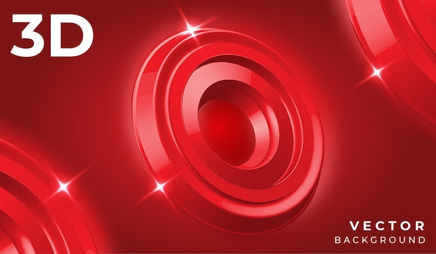 Flat 3d style gradient red color with light effect background design vector template