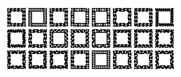 flat curve round circle abstract square border design set