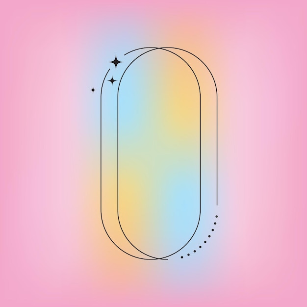 flat design minimalist linear frame with fluid pastel gradient