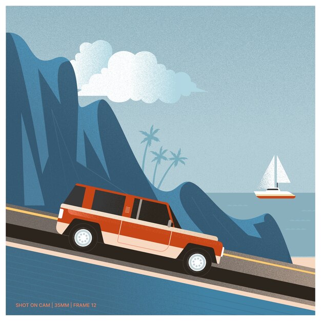 Flat design road illustration