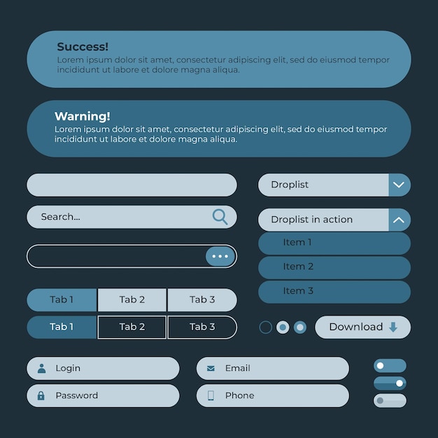 flat design ui kit collection