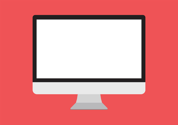 Flat Desktop Monitor Isolated PC Computer Illustration Technology Gadget Display Screen