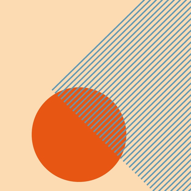 flat geometric figure, thin lines, orange circle